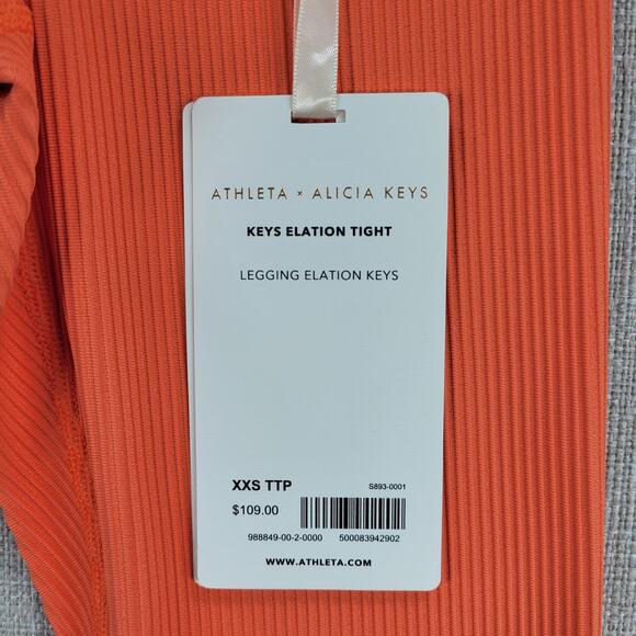 Athleta x Alicia Keys Womens Leggings Size XXS Orange Elation Ribbed Tight NEW - Picture 15 of 15